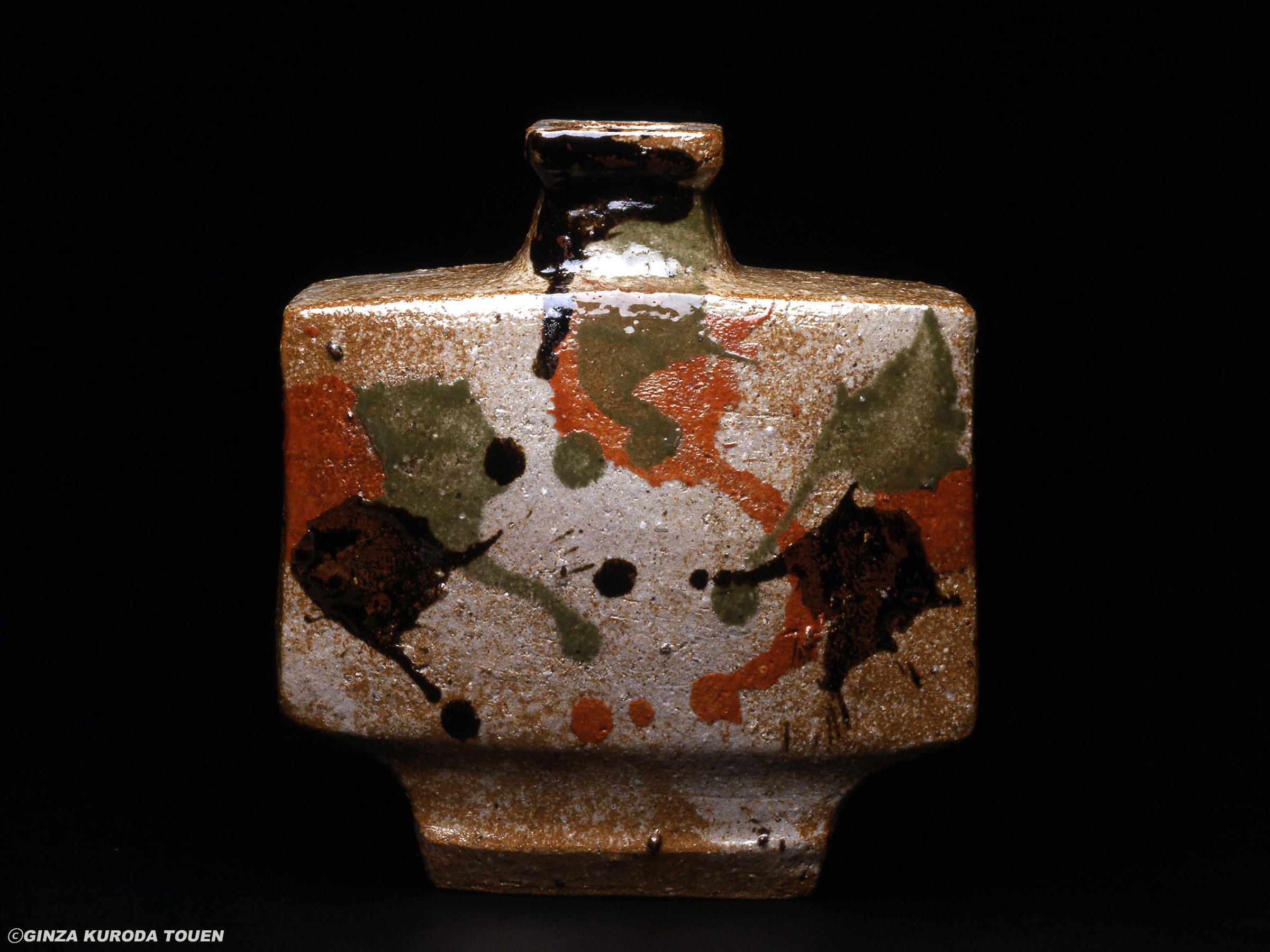 Kanjiro Kawai: Flat vase, Three colored