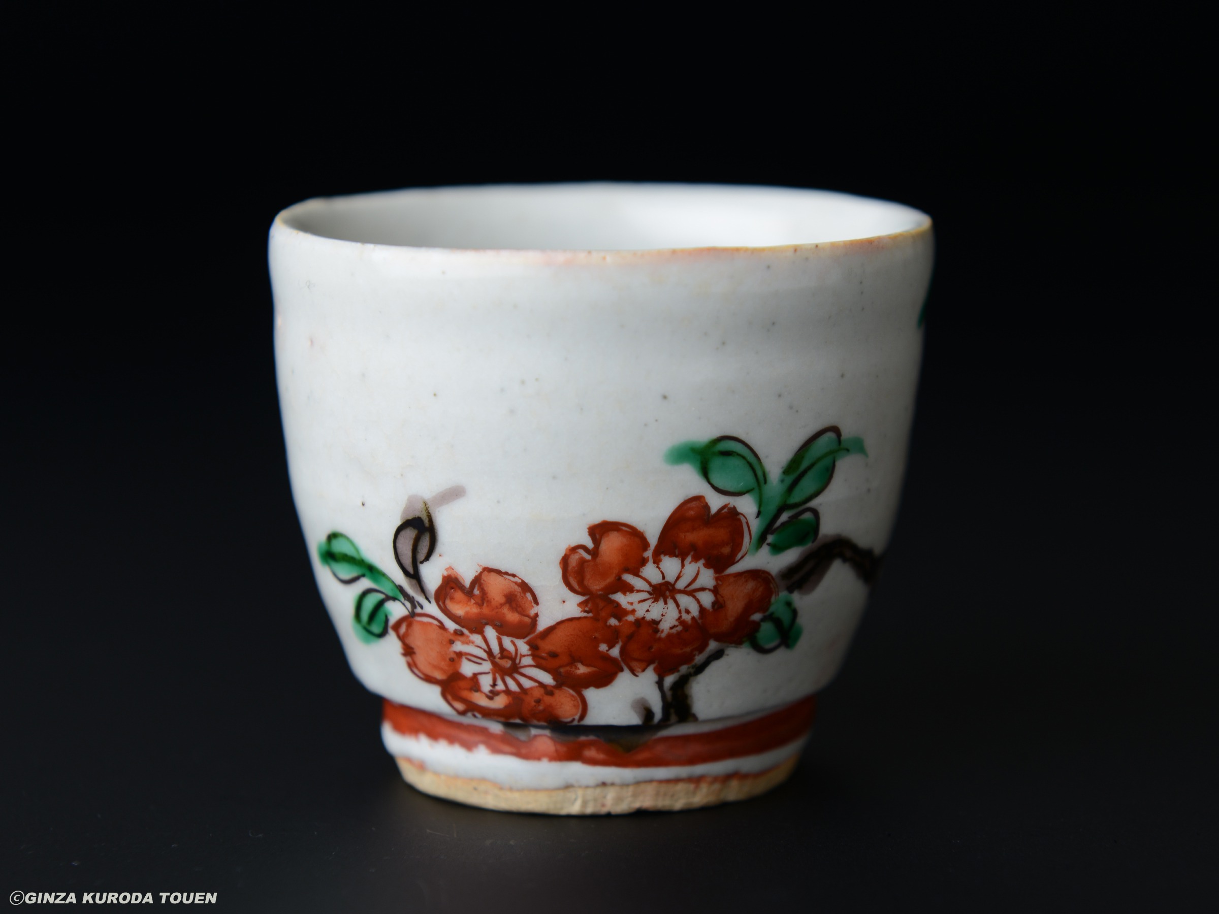 Toyozo Arakawa: Sake cup, Red painting, Sakura design